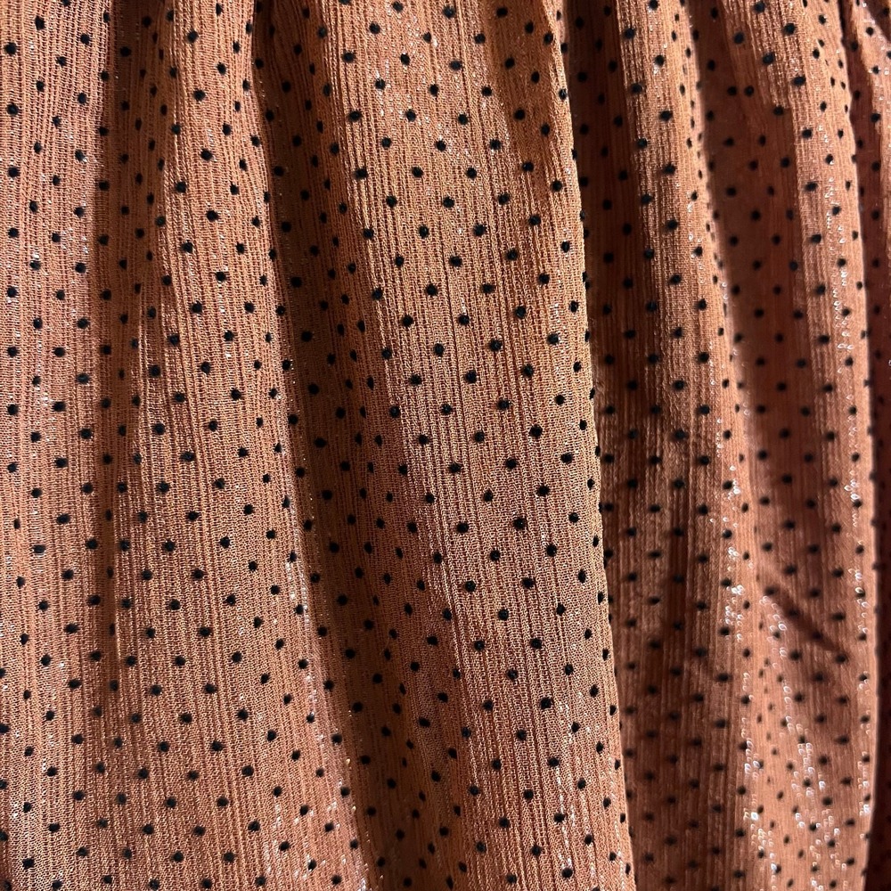 By The River Brown Polka Dot Puff Sleeve Dress Small Smocked Back - Picture 10 of 12